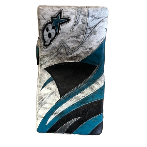 Brian's Gnetik V - Bloqueur de gardien de but NHL Pro Stock d'occasion - Aaron Dell (blanc/bleu sarcelle/noir)